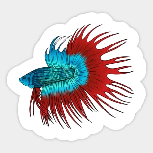 Crowntail betta fish cartoon illustration Sticker